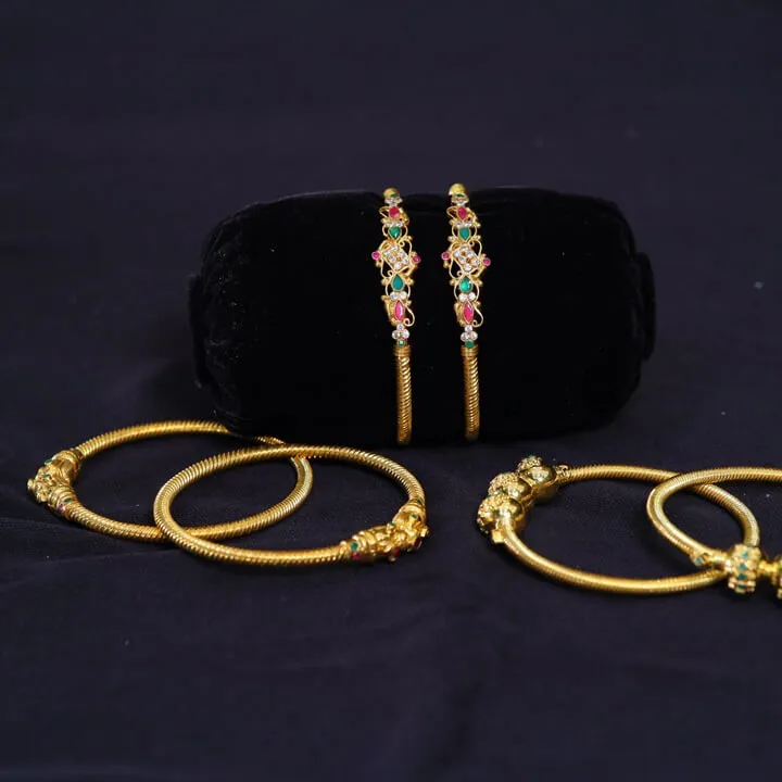  Light Weight Gold Plated Veerajitha Spring Bangles