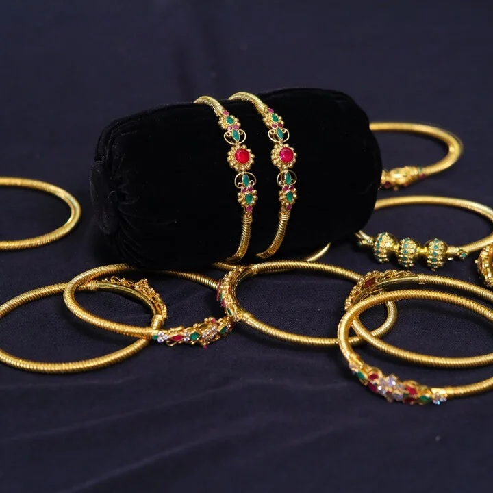  Light Weight Gold Plated Keerthi Spring Bangles