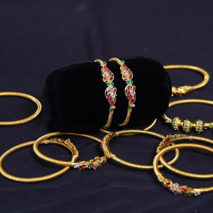 Light Weight Gold Plated Double Peacock Spring Bangles
