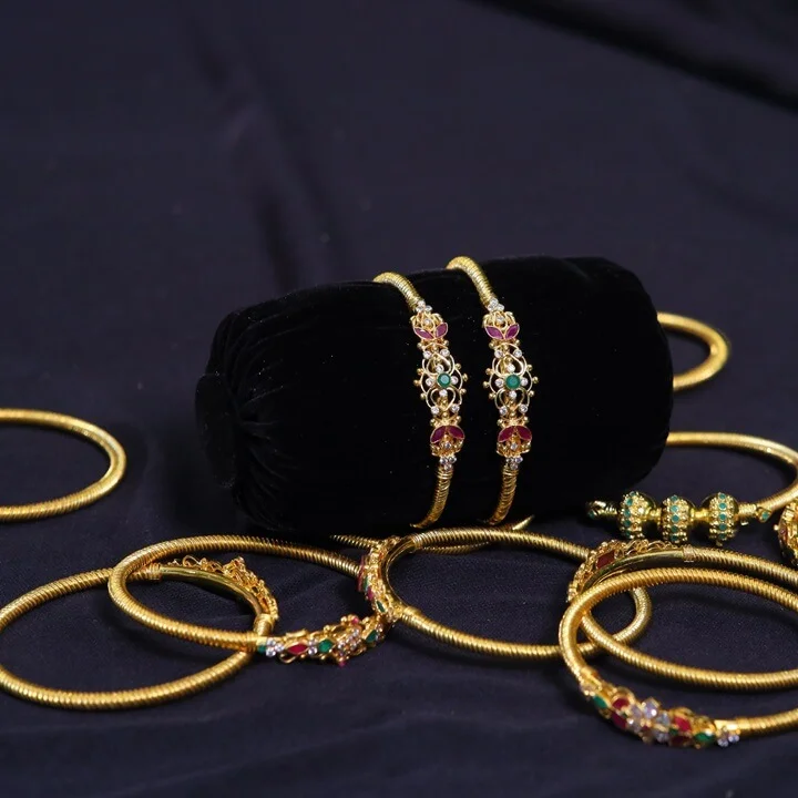 Light Weight Gold Plated Amadi Peacock Spring Bangles