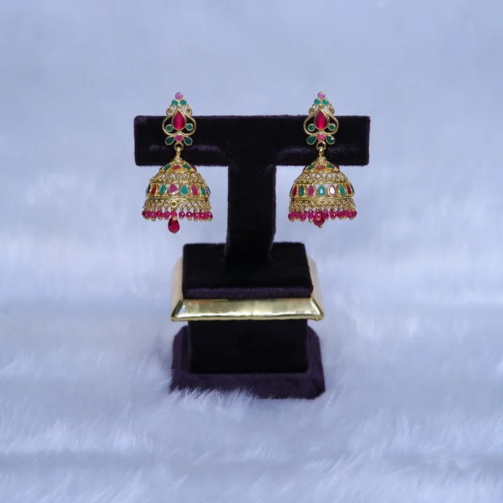 Light Weight Gold Plated Kalaver Jhumka Ear Rings
