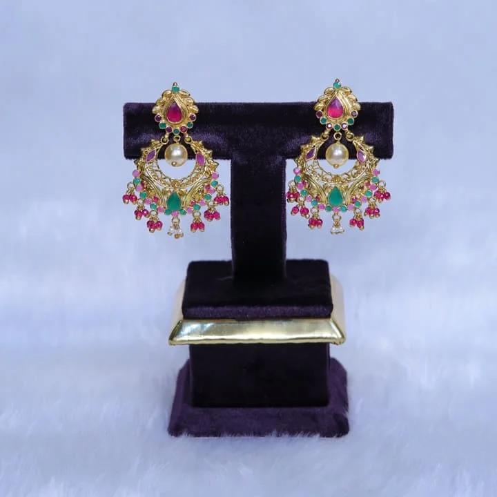  Light Weight Gold Plated Sada Jyothi Chandh Bhali Ear Rings